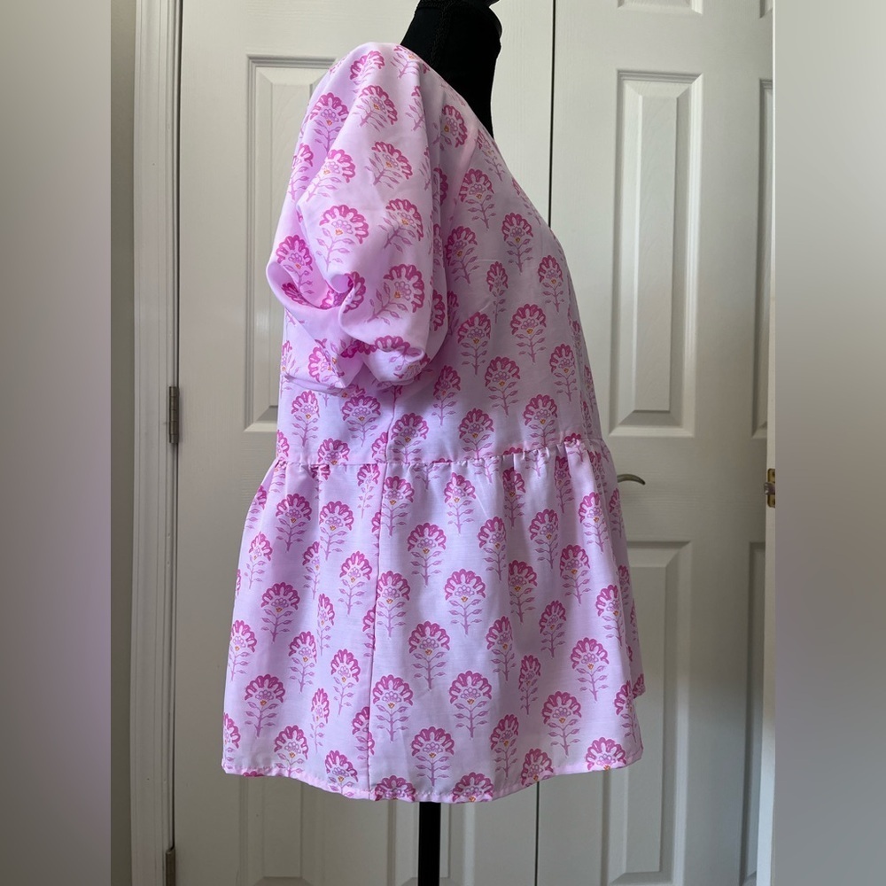 J Marie Floral Babydoll Top Size Medium - Picture 2 of 12